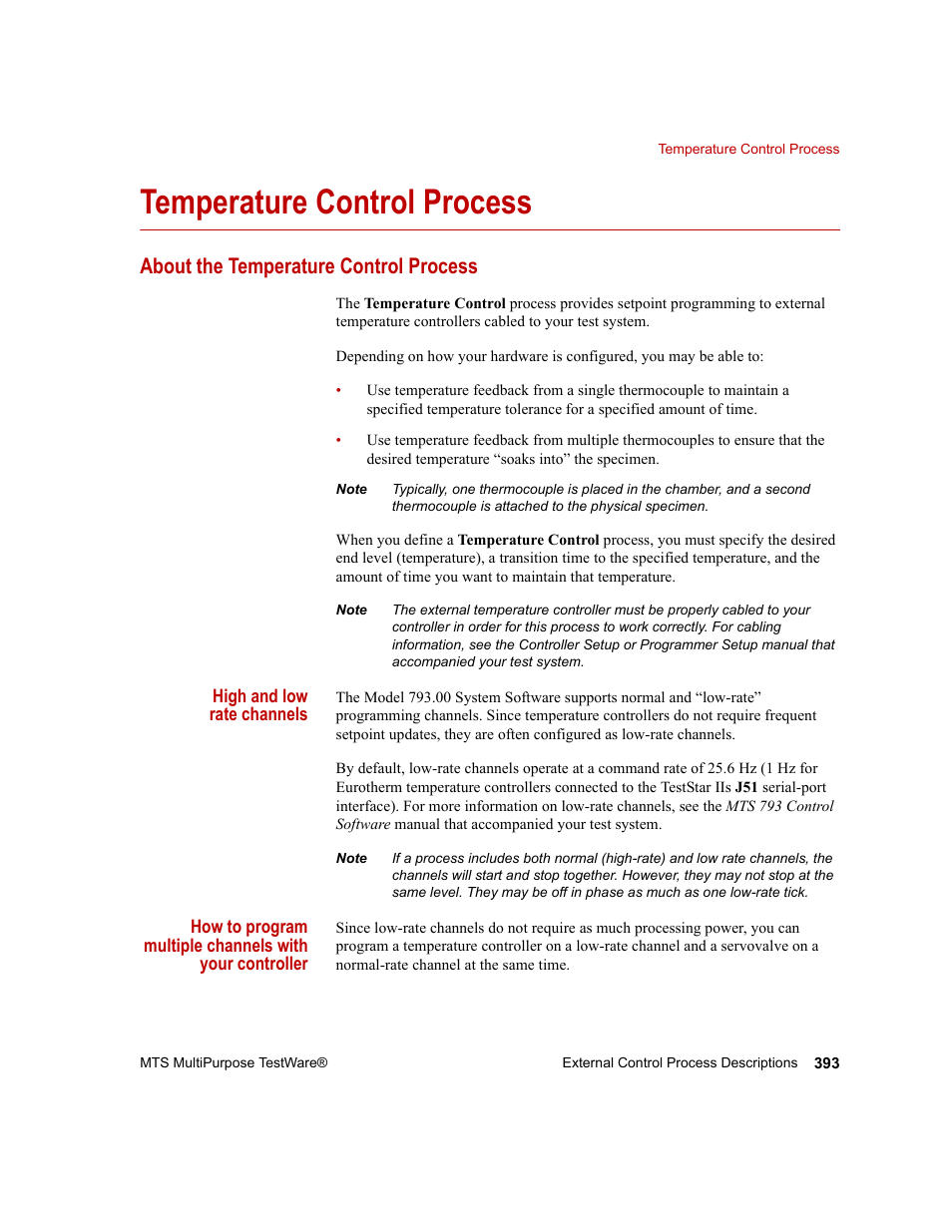 Temperature control process, About the temperature control process, Temperature control process 393 | MTS Series 793 Application User Manual | Page 393 / 576