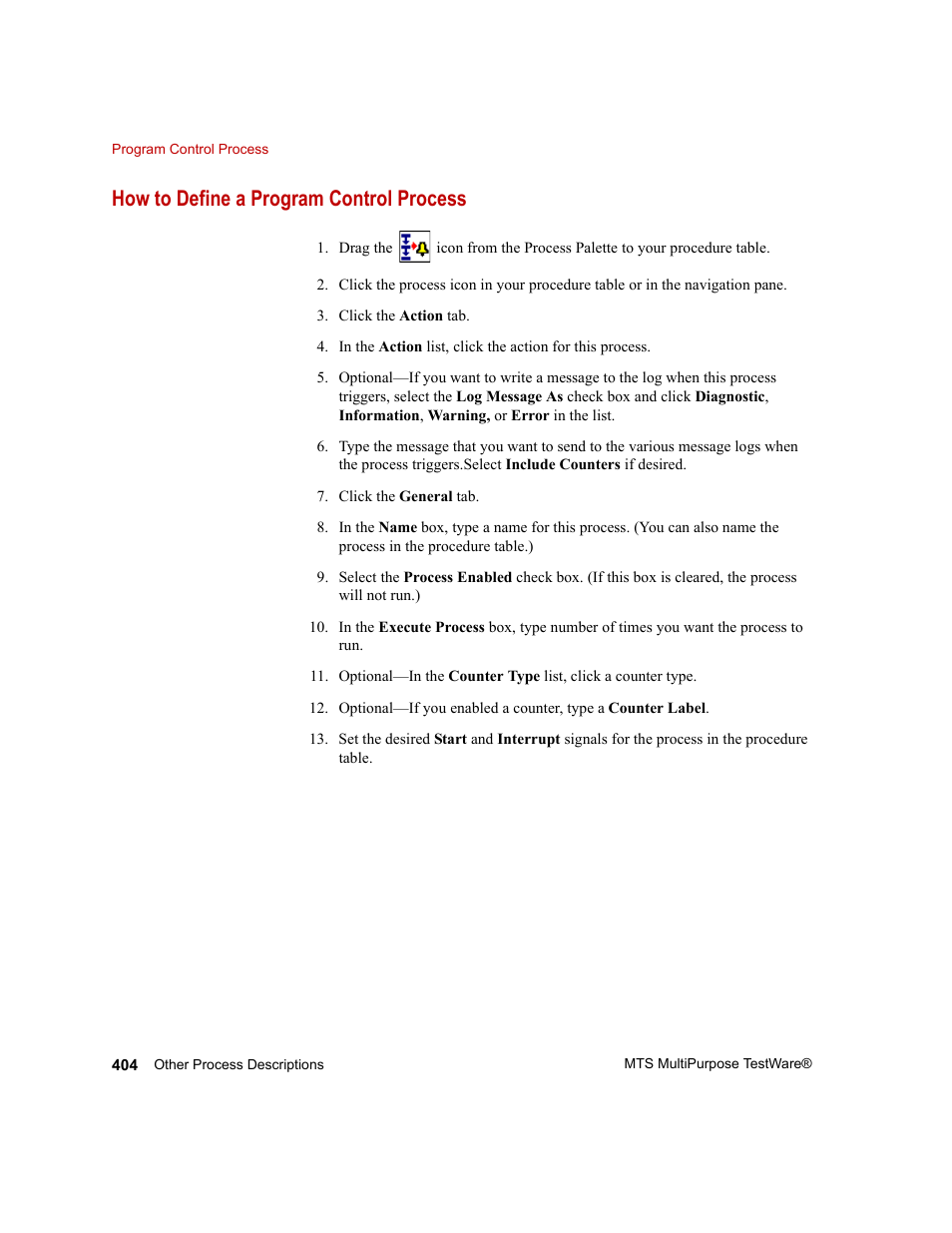 How to define a program control process | MTS Series 793 Application User Manual | Page 404 / 576
