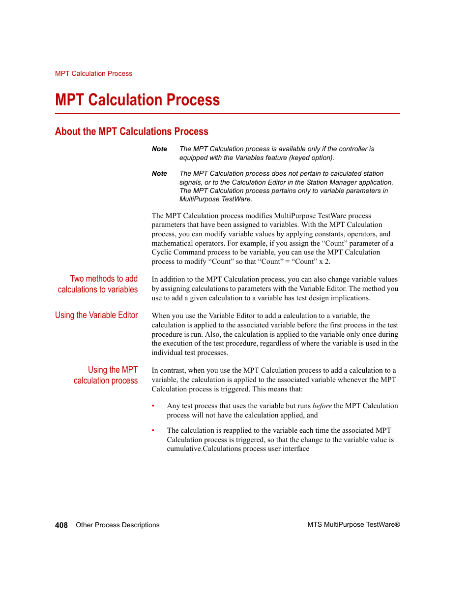 Mpt calculation process, About the mpt calculations process, Mpt calculation process 408 | MTS Series 793 Application User Manual | Page 408 / 576
