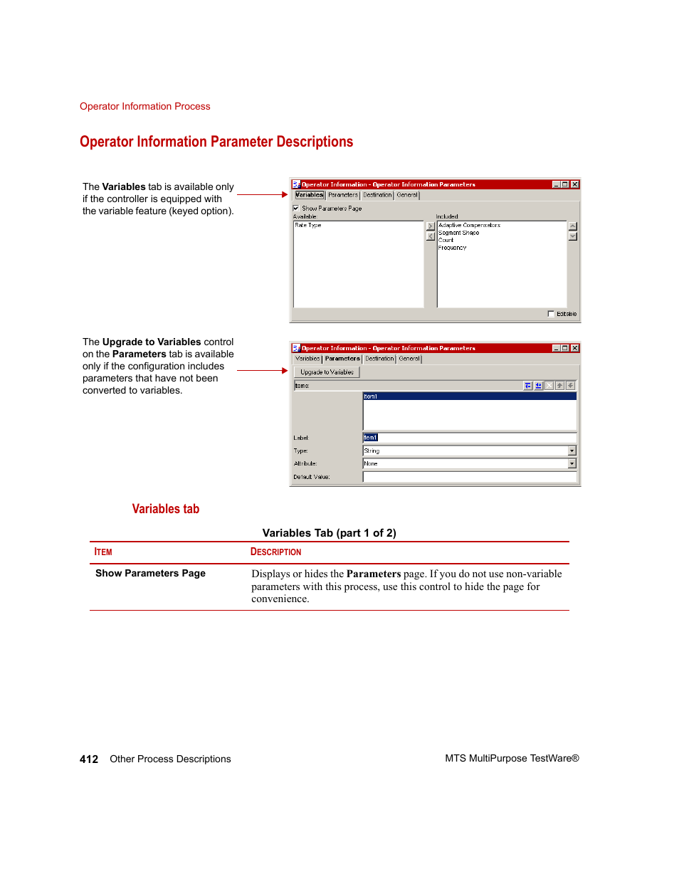 Operator information parameter descriptions | MTS Series 793 Application User Manual | Page 412 / 576