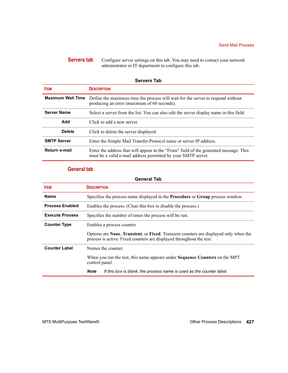 Servers tab, General tab | MTS Series 793 Application User Manual | Page 427 / 576