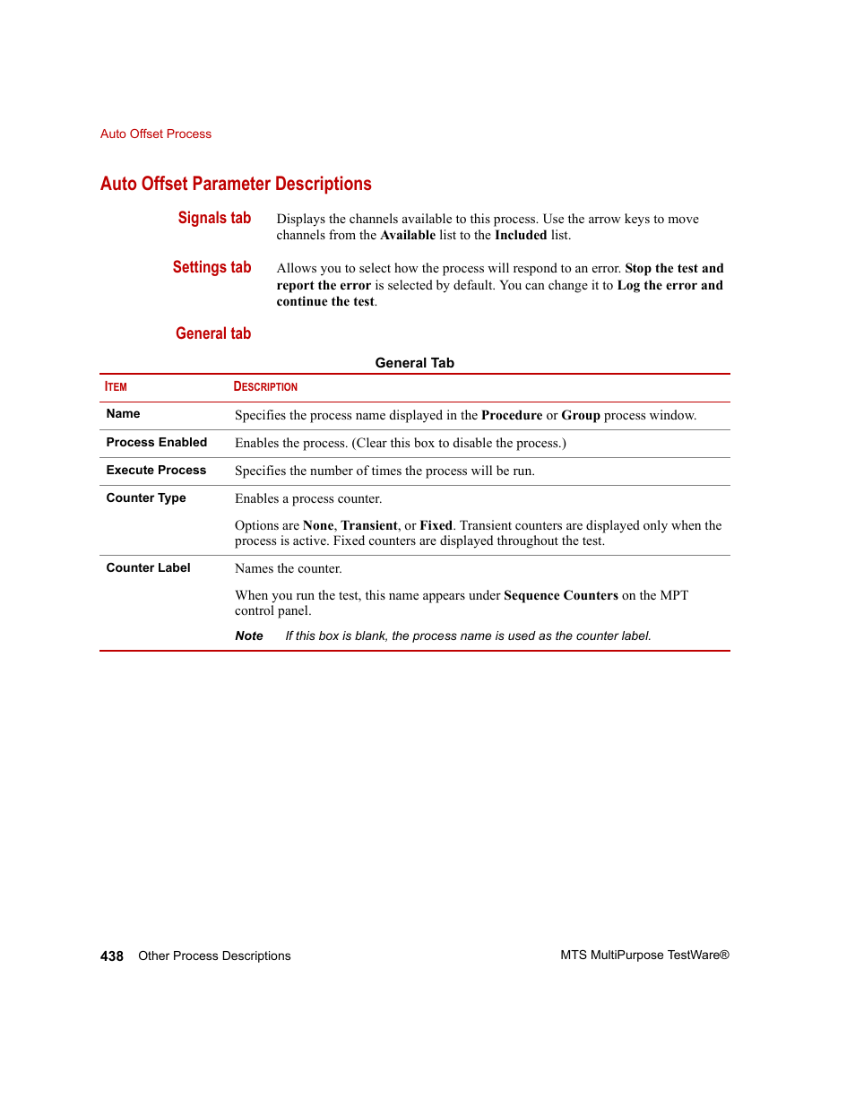 Auto offset parameter descriptions | MTS Series 793 Application User Manual | Page 438 / 576