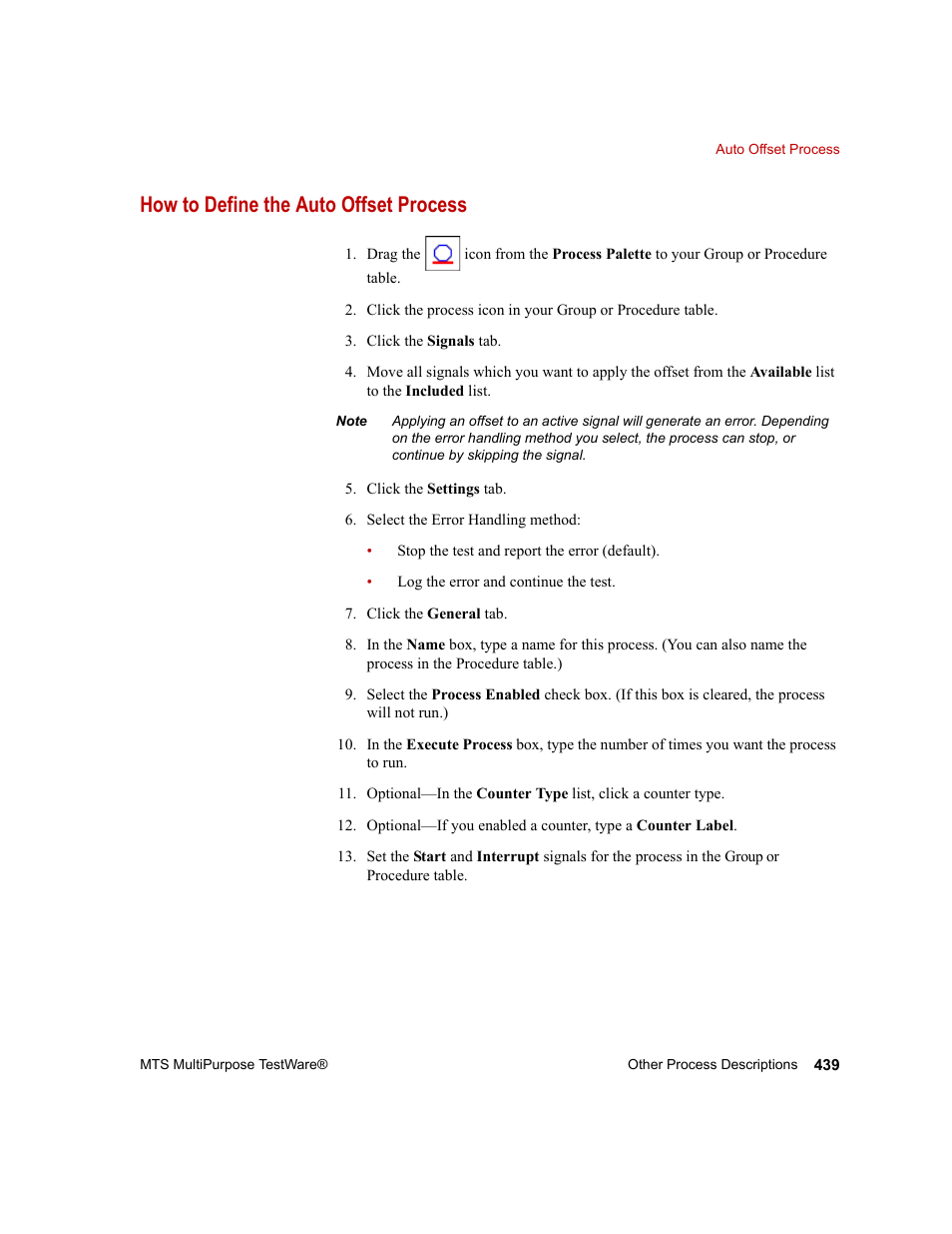 How to define the auto offset process | MTS Series 793 Application User Manual | Page 439 / 576