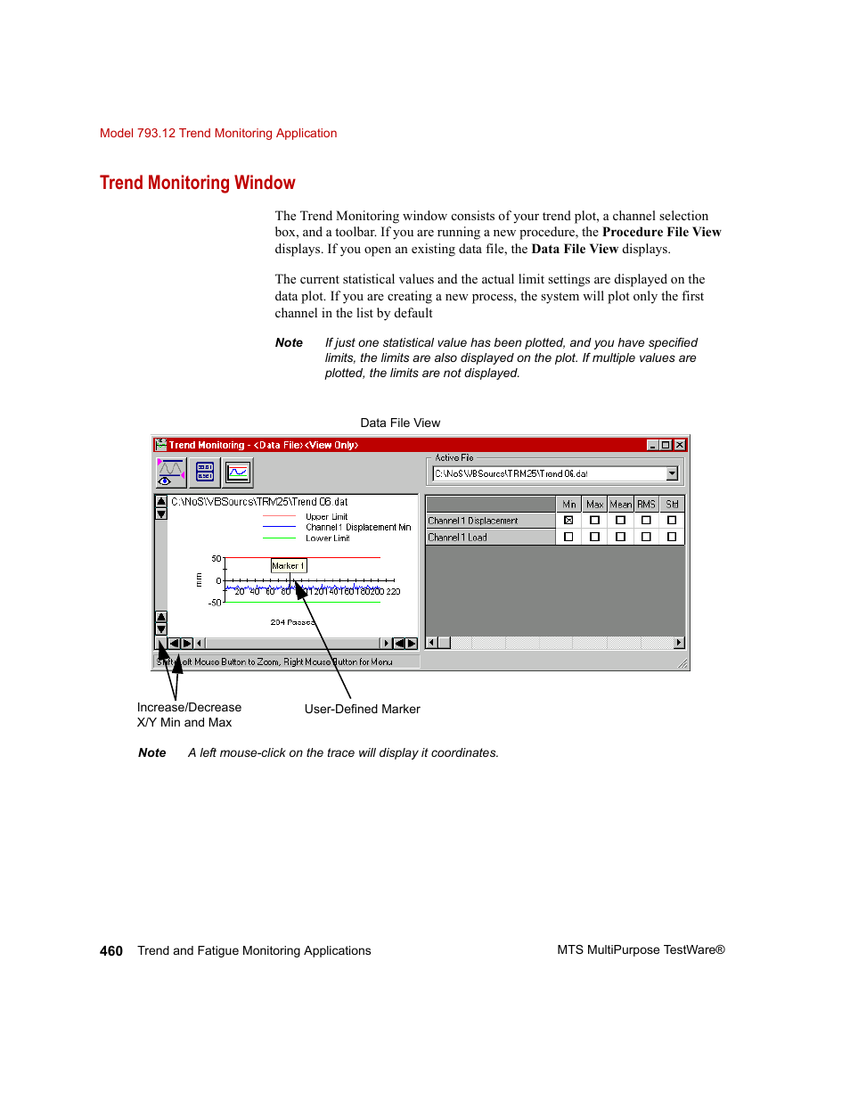 Trend monitoring window, Trend monitoring window 460 | MTS Series 793 Application User Manual | Page 460 / 576