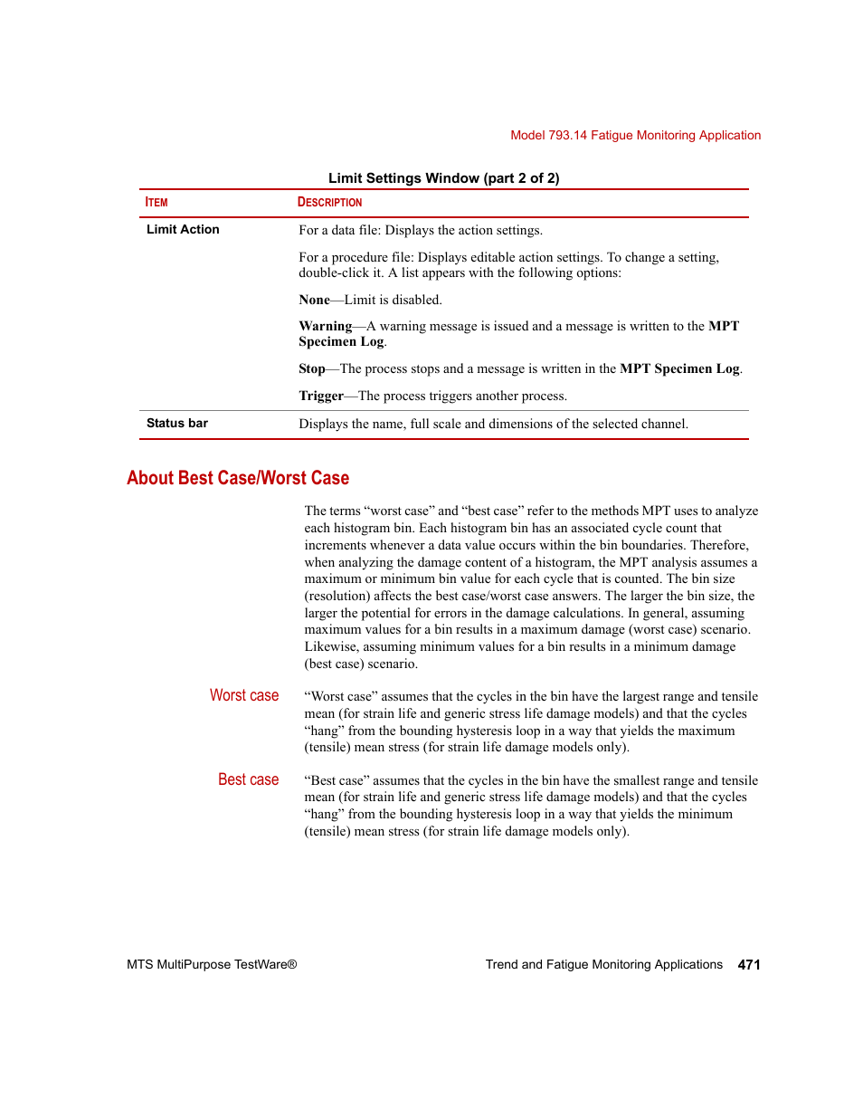 About best case/worst case, About best case/worst case 471 | MTS Series 793 Application User Manual | Page 471 / 576