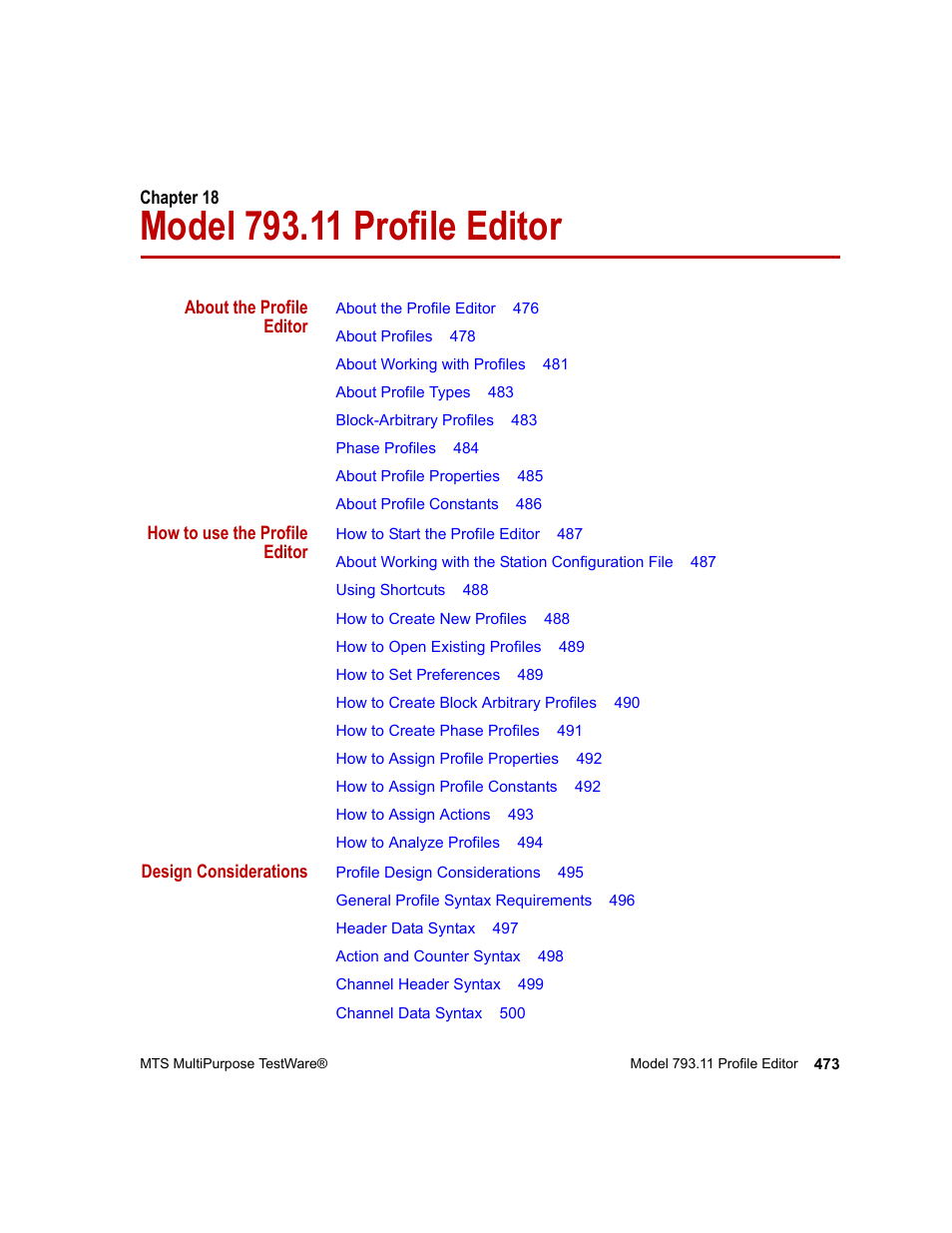 Model 793.11 profile editor, Chapter 18, Model 793.11 profile editor 473 | Chapter 18, “model 793.11 profile editor | MTS Series 793 Application User Manual | Page 473 / 576