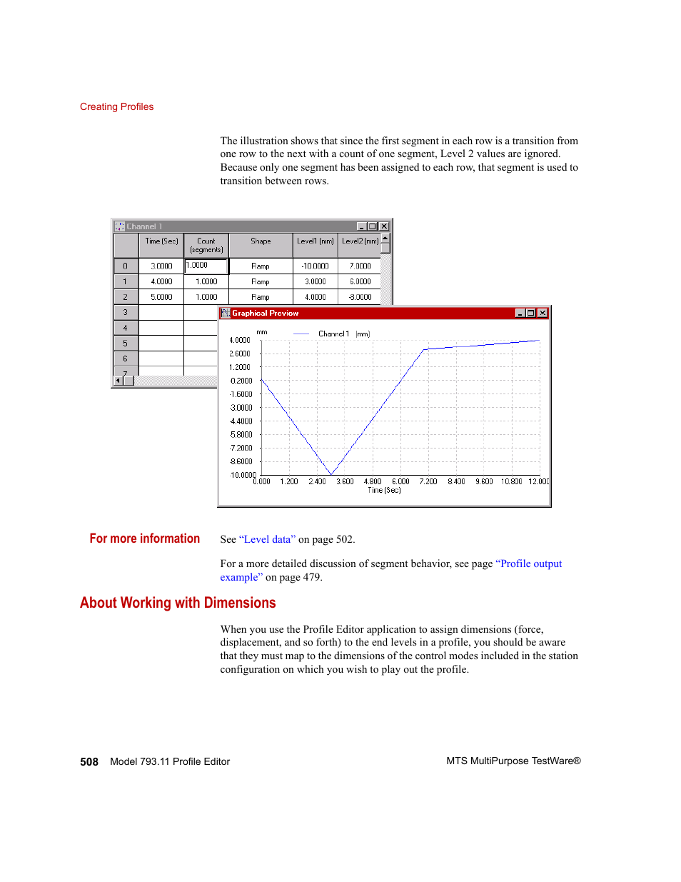About working with dimensions, About working with dimensions 508 | MTS Series 793 Application User Manual | Page 508 / 576