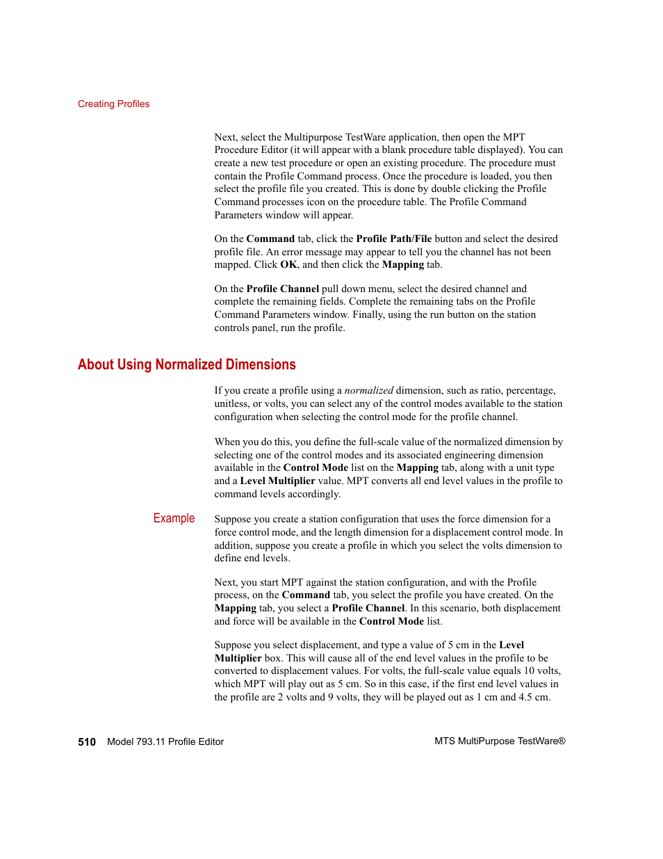 About using normalized dimensions, About using normalized dimensions 510 | MTS Series 793 Application User Manual | Page 510 / 576
