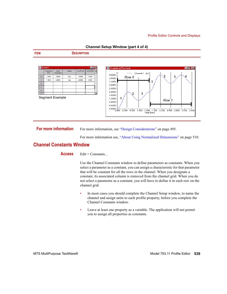 Channel constants window, Channel constants window 539 | MTS Series 793 Application User Manual | Page 539 / 576