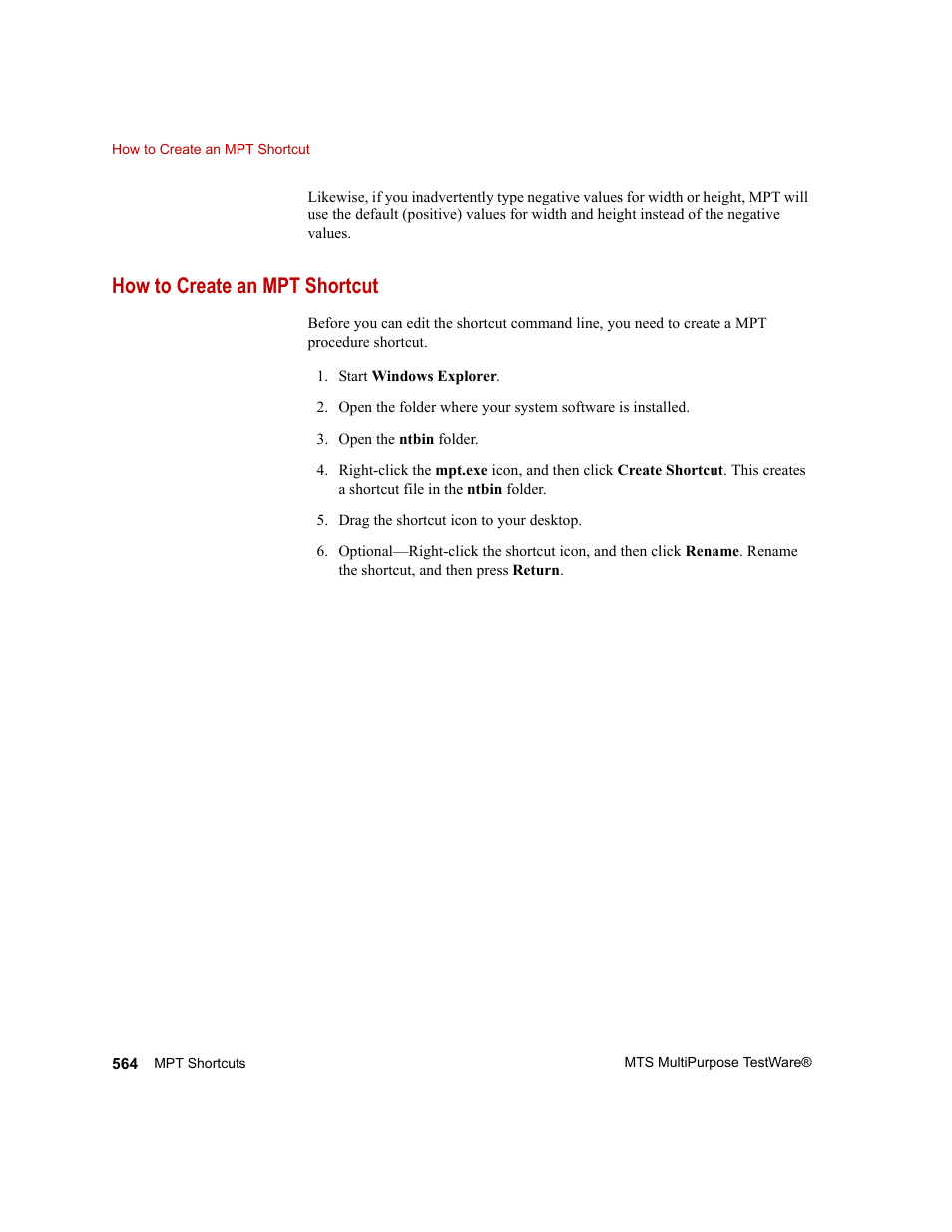 How to create an mpt shortcut | MTS Series 793 Application User Manual | Page 564 / 576