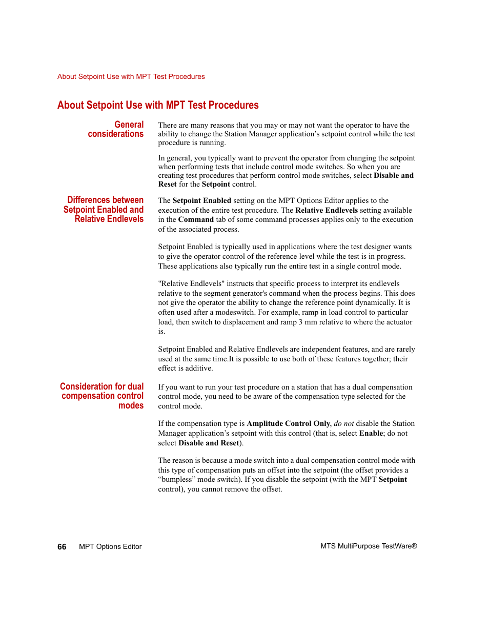 About setpoint use with mpt test procedures, About setpoint use with mpt test procedures 66, Ion, see | MTS Series 793 Application User Manual | Page 66 / 576