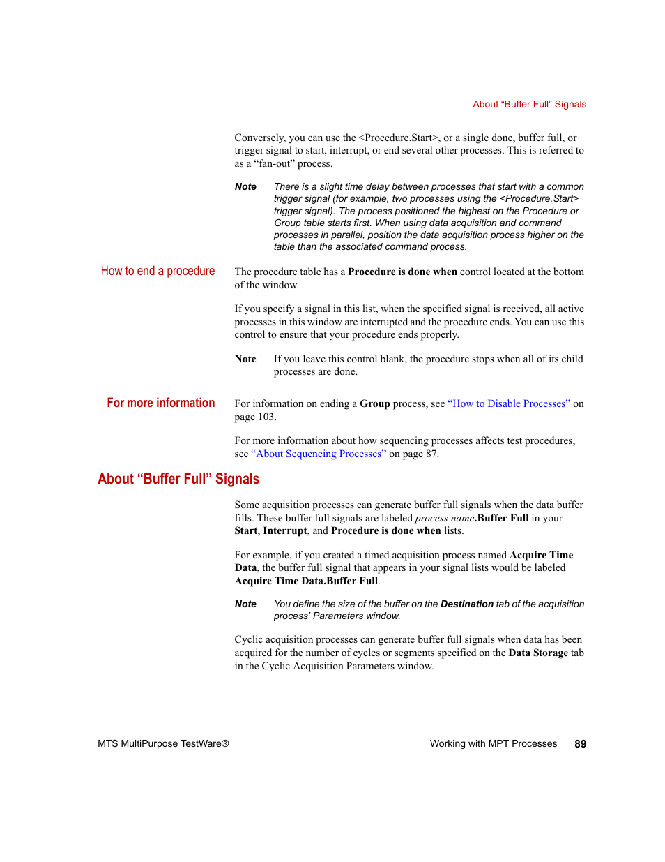 About “buffer full” signals, About “buffer full” signals 89 | MTS Series 793 Application User Manual | Page 89 / 576