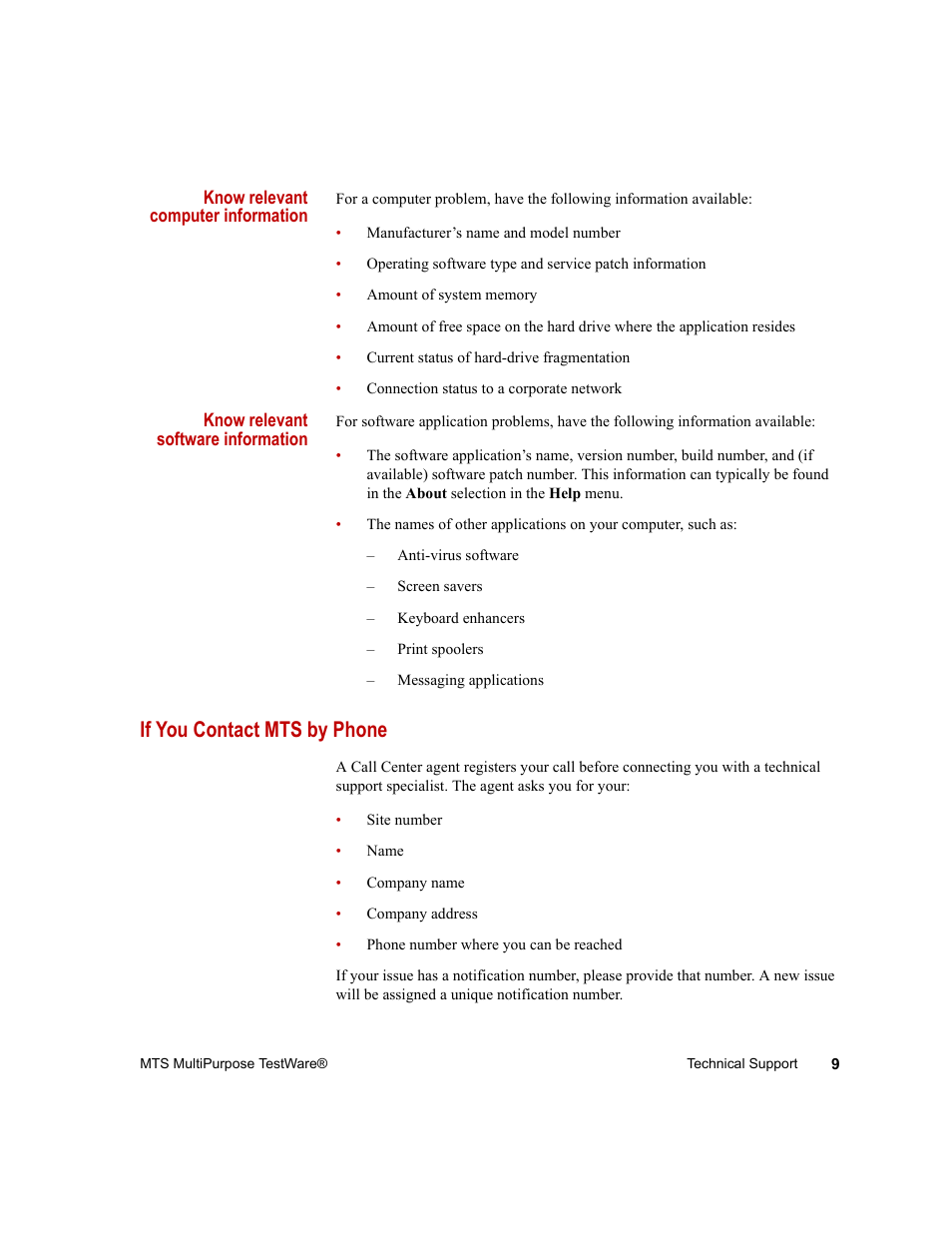 If you contact mts by phone | MTS Series 793 Application User Manual | Page 9 / 576