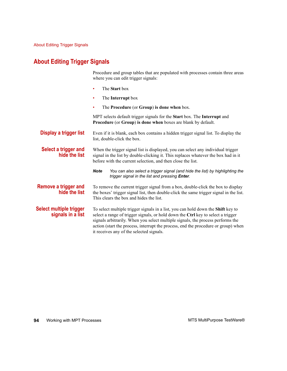 About editing trigger signals, About editing trigger signals 94 | MTS Series 793 Application User Manual | Page 94 / 576