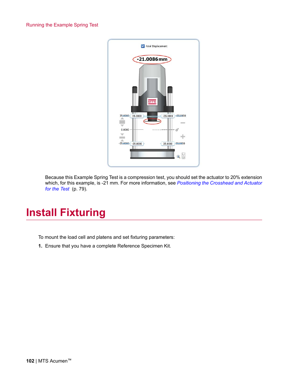 Install fixturing | MTS Acumen User Manual | Page 102 / 208
