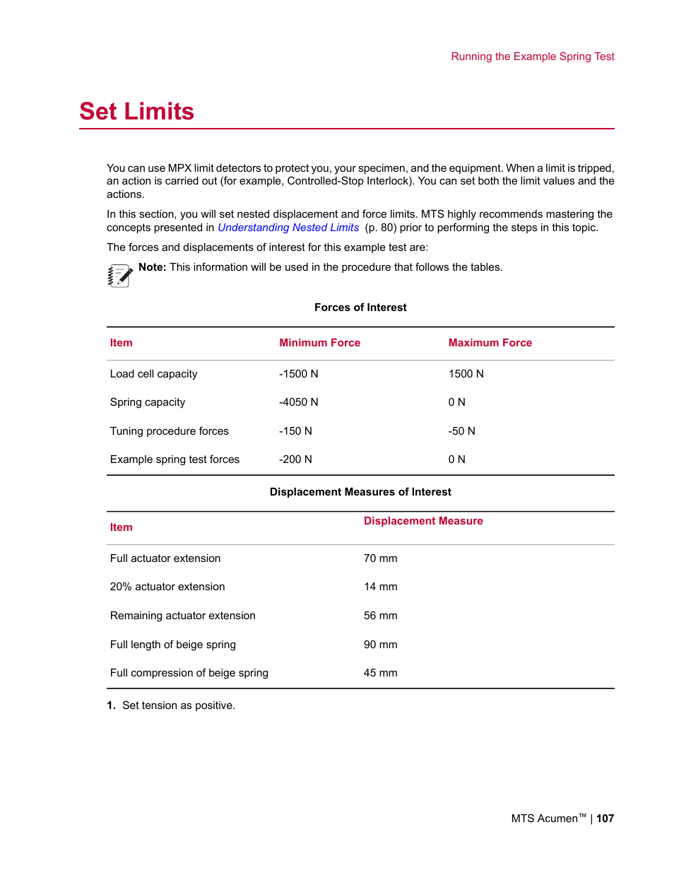 Set limits | MTS Acumen User Manual | Page 107 / 208