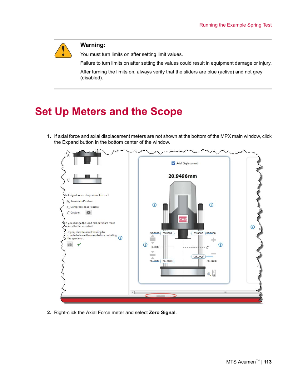 Set up meters and the scope | MTS Acumen User Manual | Page 113 / 208