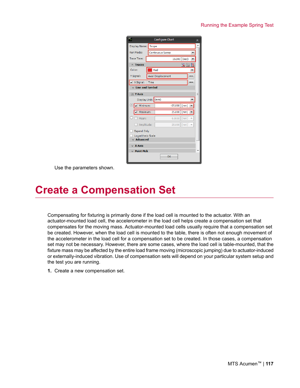 Create a compensation set | MTS Acumen User Manual | Page 117 / 208