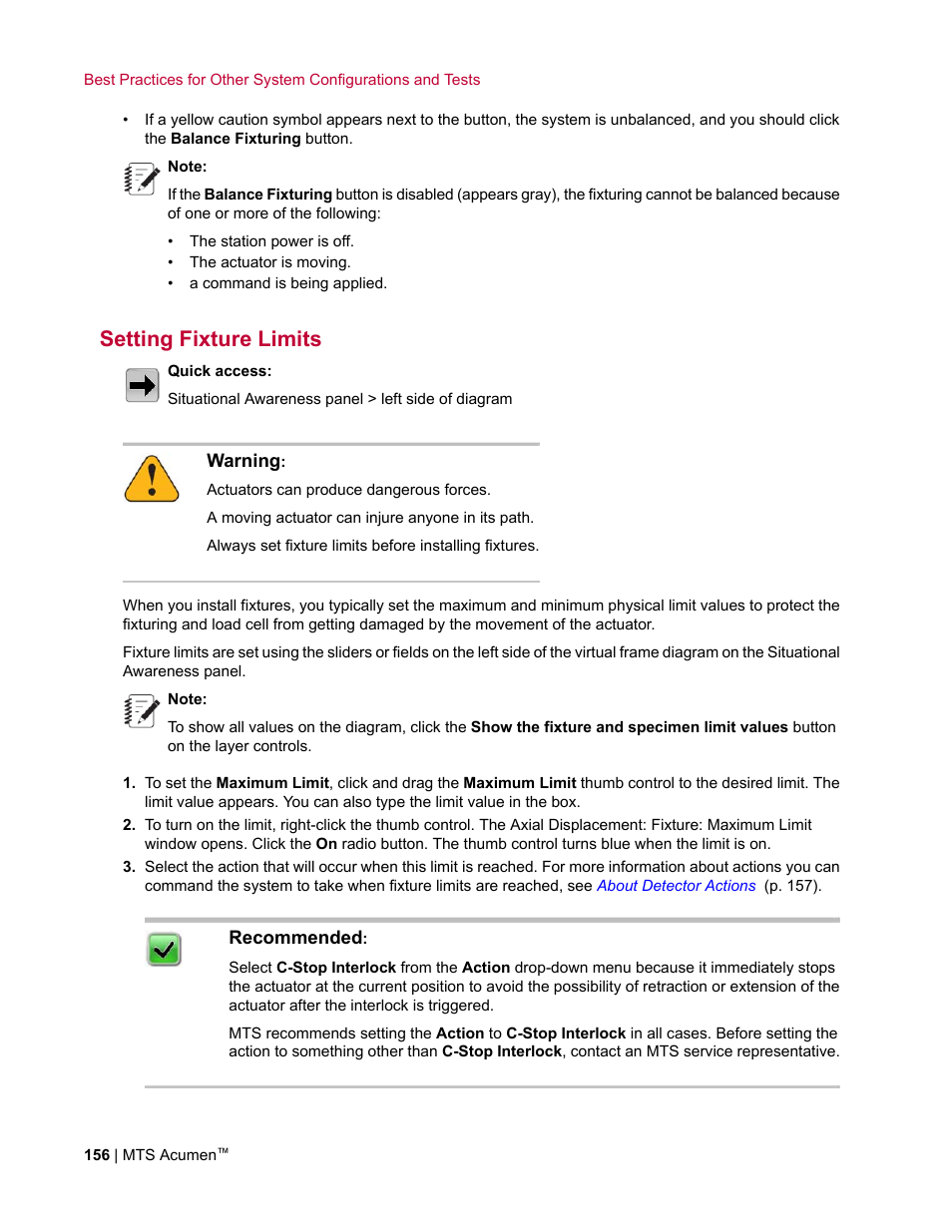 Setting fixture limits | MTS Acumen User Manual | Page 156 / 208
