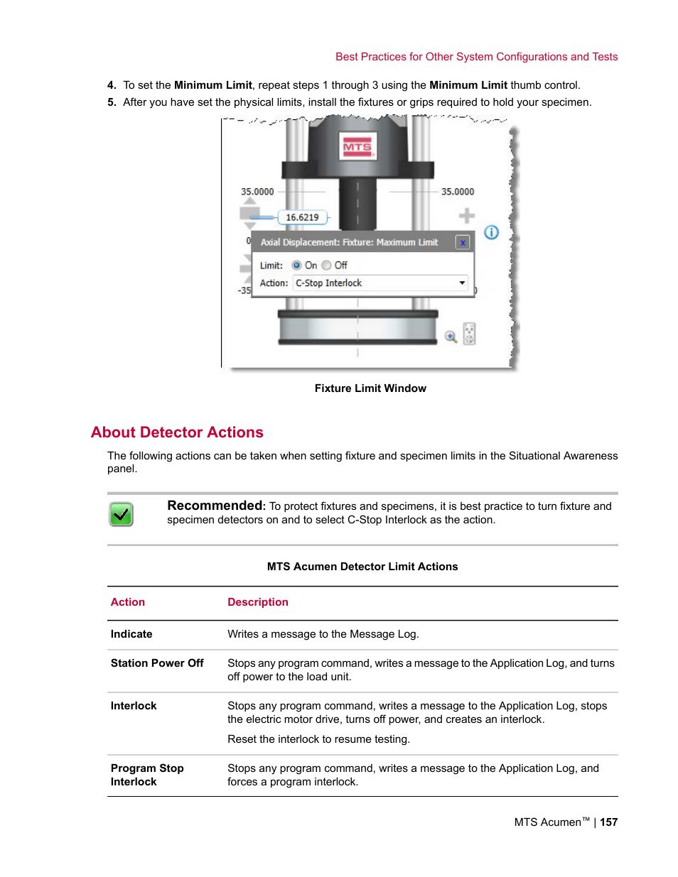 About detector actions | MTS Acumen User Manual | Page 157 / 208