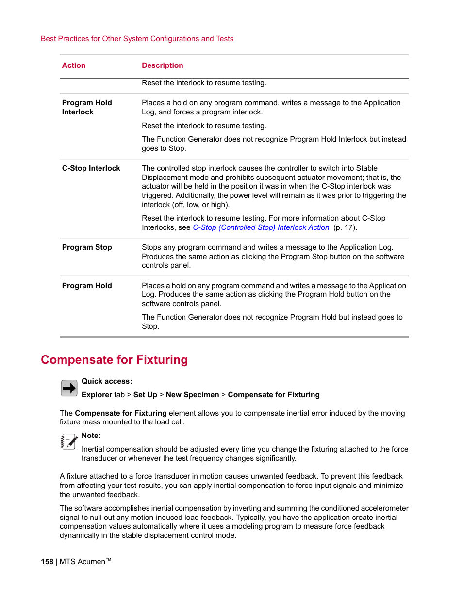 Compensate for fixturing | MTS Acumen User Manual | Page 158 / 208