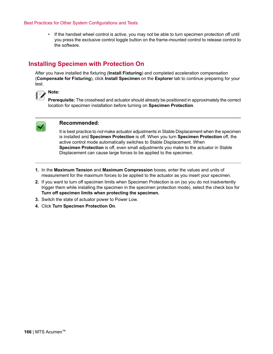 Installing specimen with protection on | MTS Acumen User Manual | Page 166 / 208