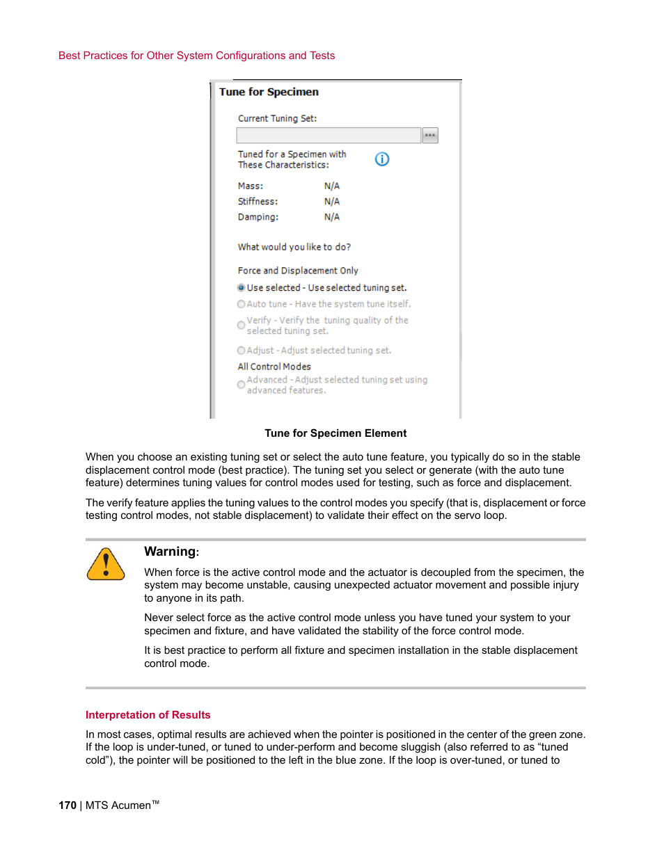 MTS Acumen User Manual | Page 170 / 208