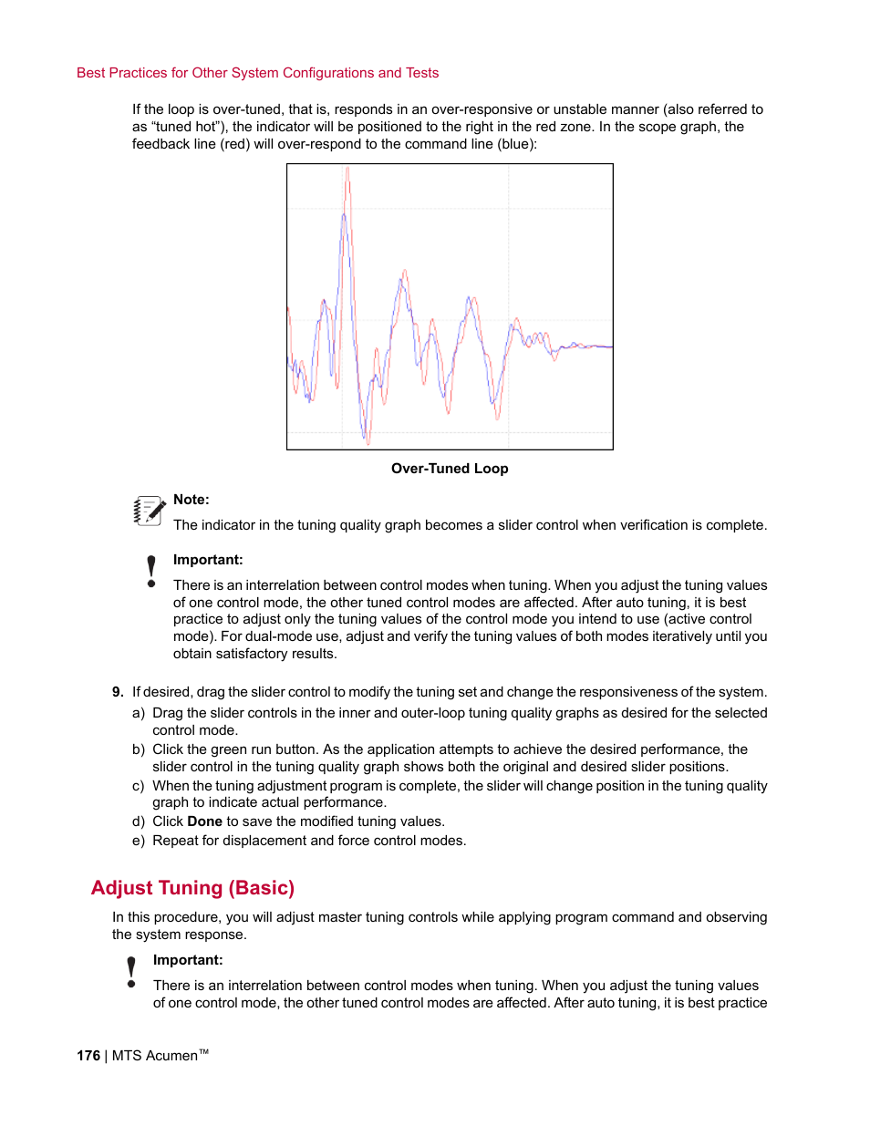Adjust tuning (basic) | MTS Acumen User Manual | Page 176 / 208