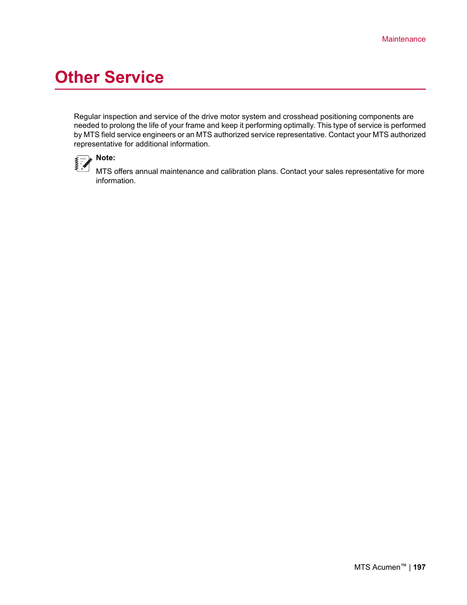 Other service | MTS Acumen User Manual | Page 197 / 208