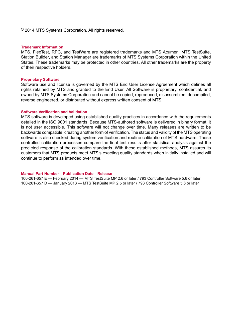 MTS Acumen User Manual | Page 2 / 208