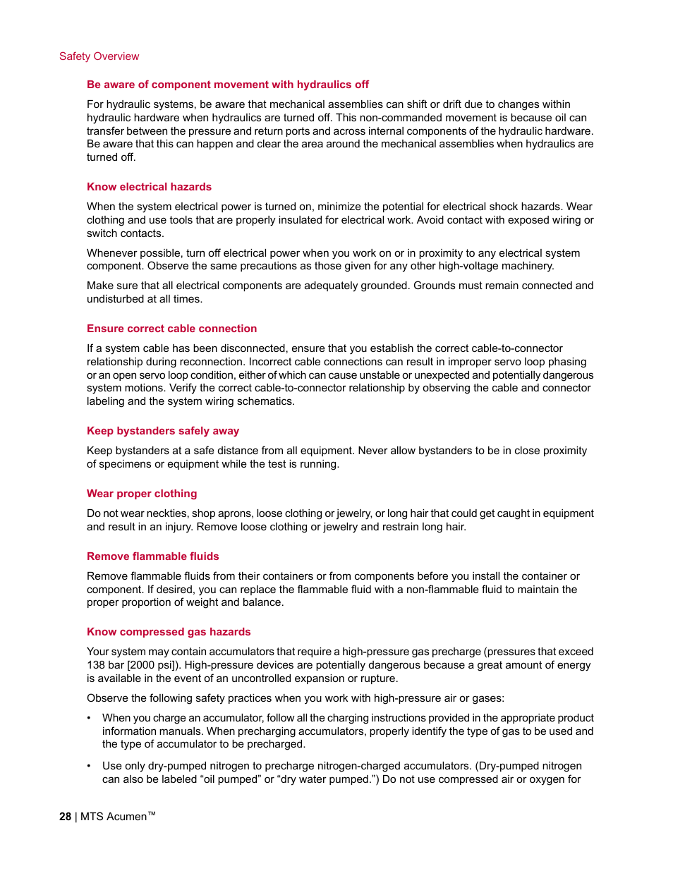 MTS Acumen User Manual | Page 28 / 208