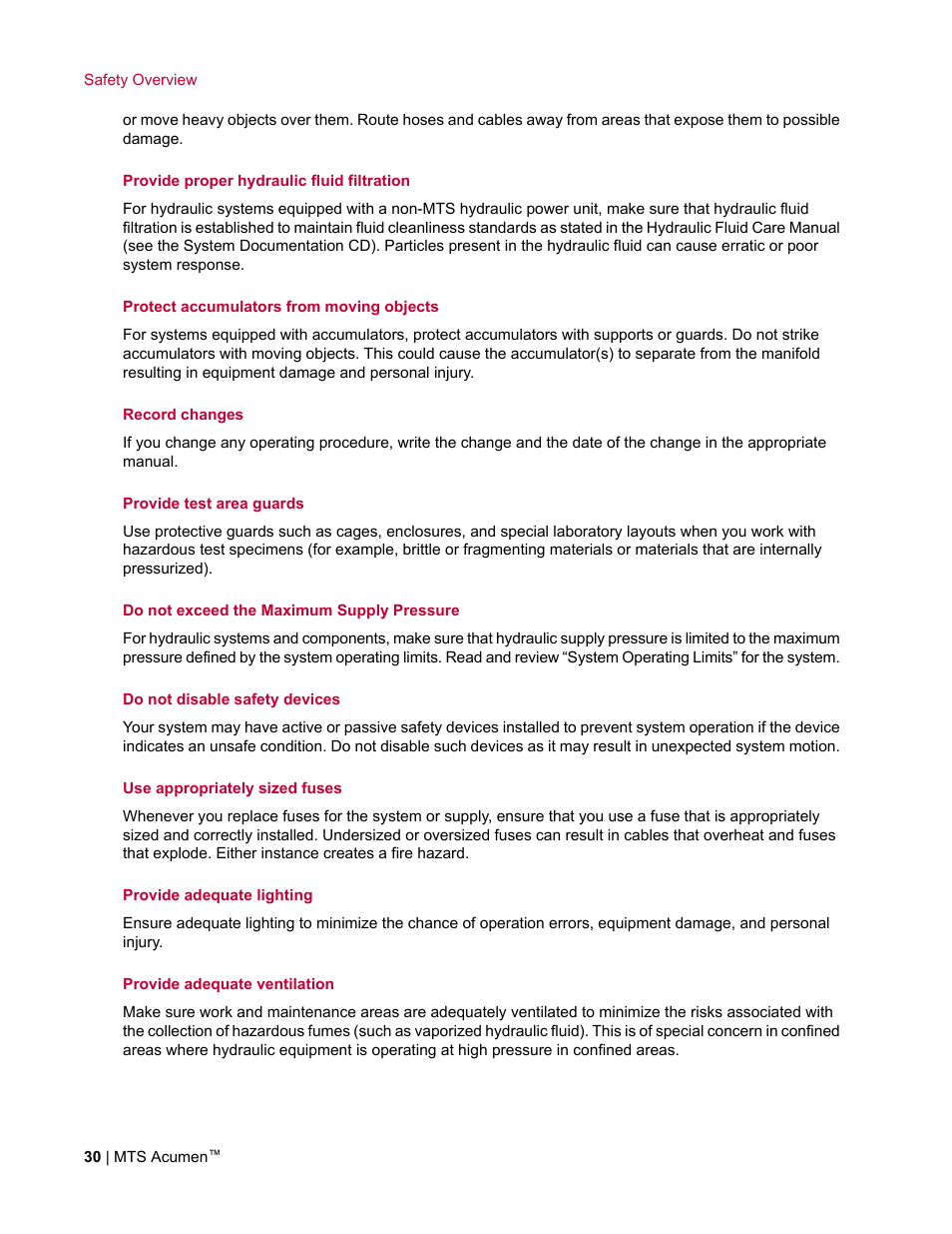 MTS Acumen User Manual | Page 30 / 208