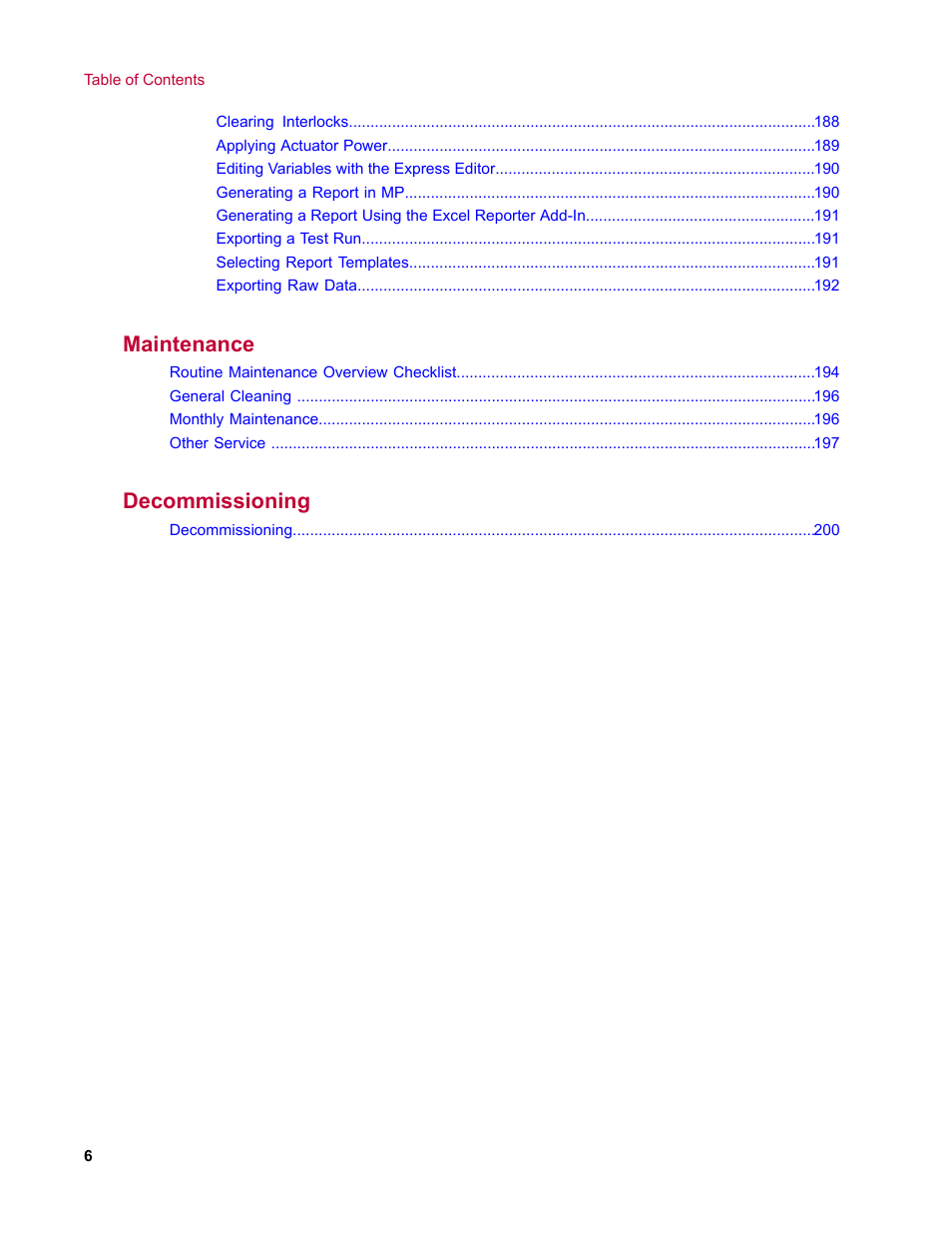 Maintenance, Decommissioning | MTS Acumen User Manual | Page 6 / 208
