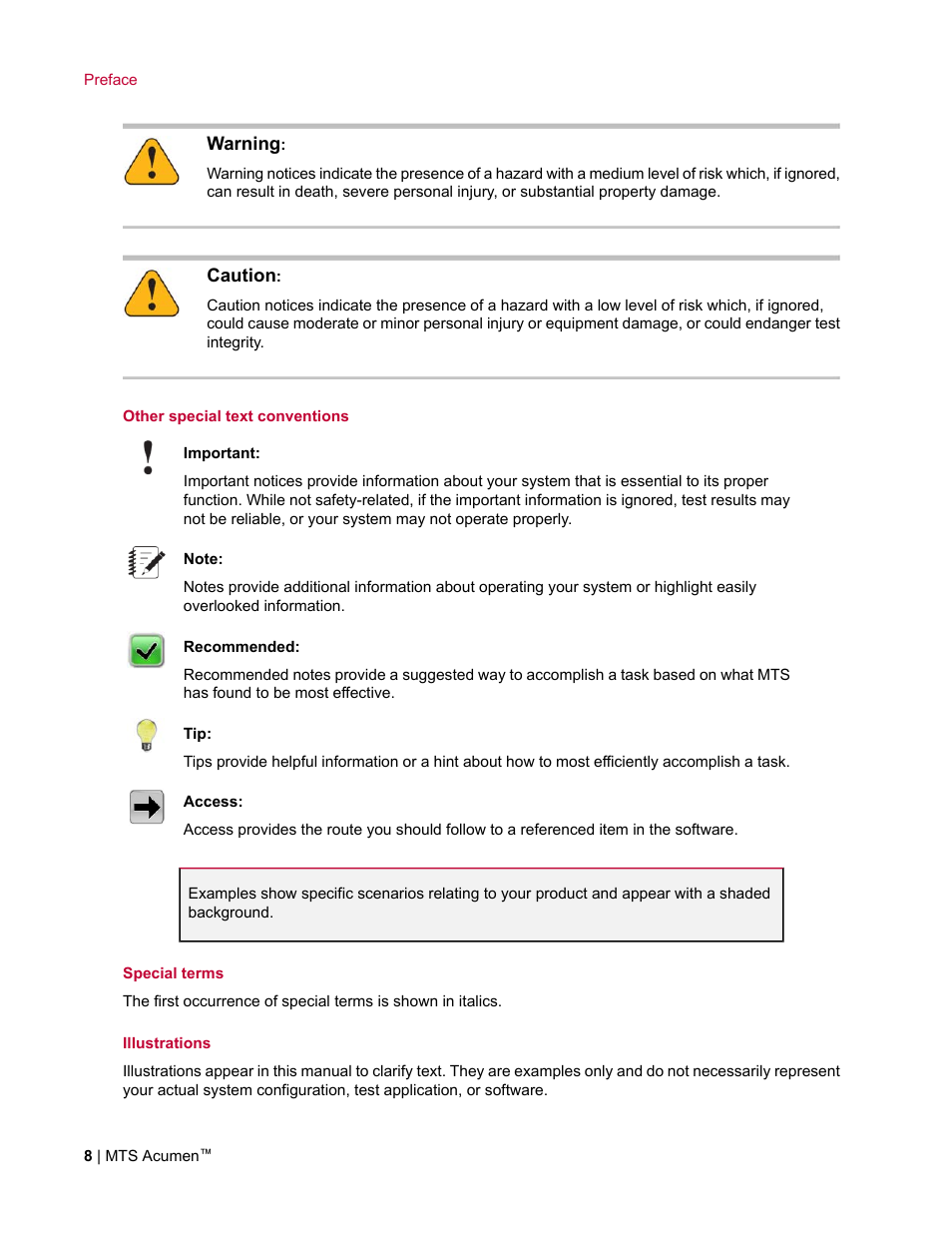 MTS Acumen User Manual | Page 8 / 208