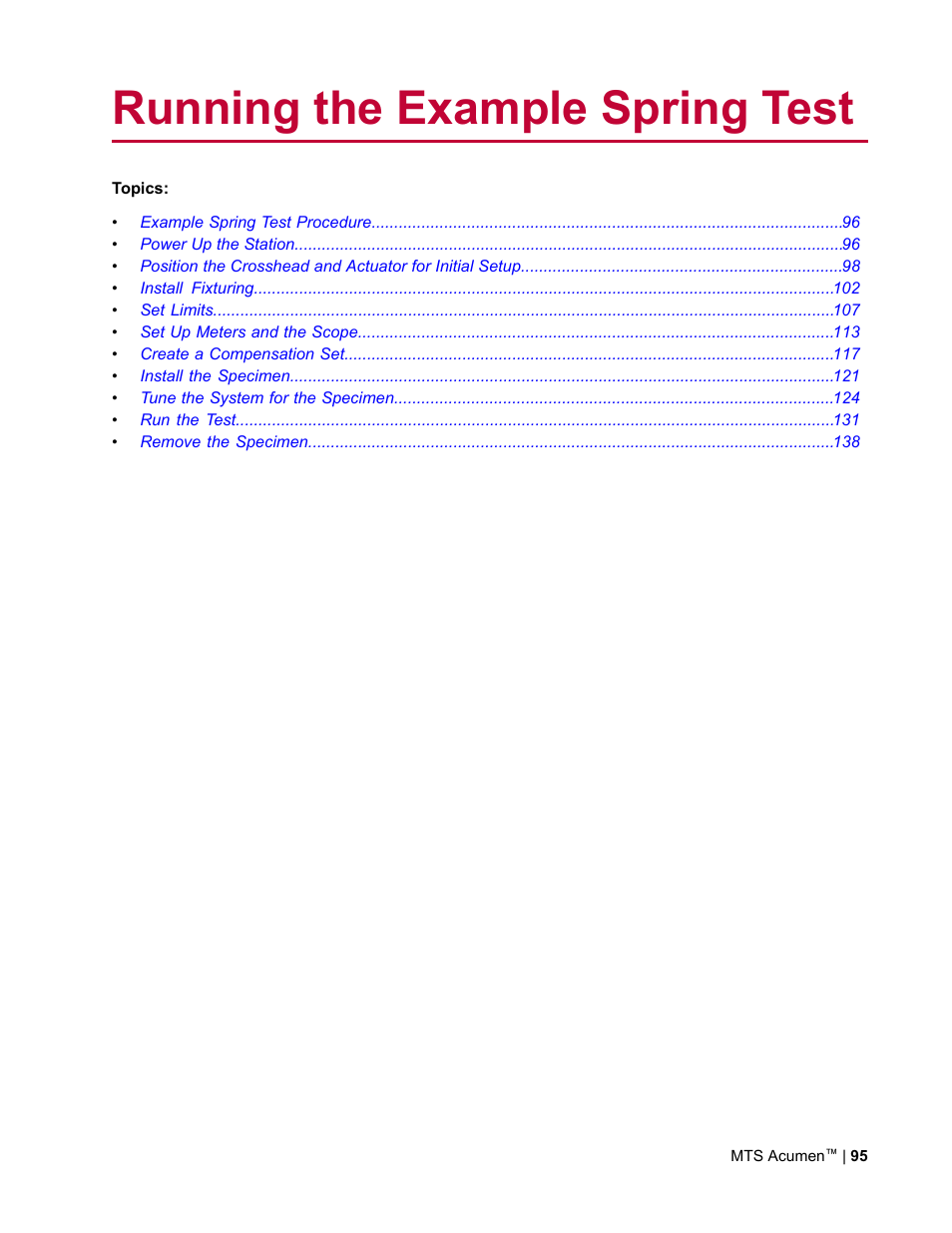 Running the example spring test | MTS Acumen User Manual | Page 95 / 208