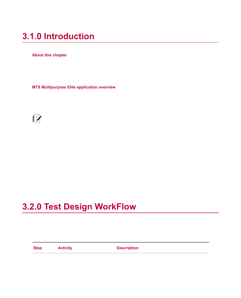 0 introduction, 0 test design workflow | MTS Multipurpose Elite User Manual | Page 16 / 112