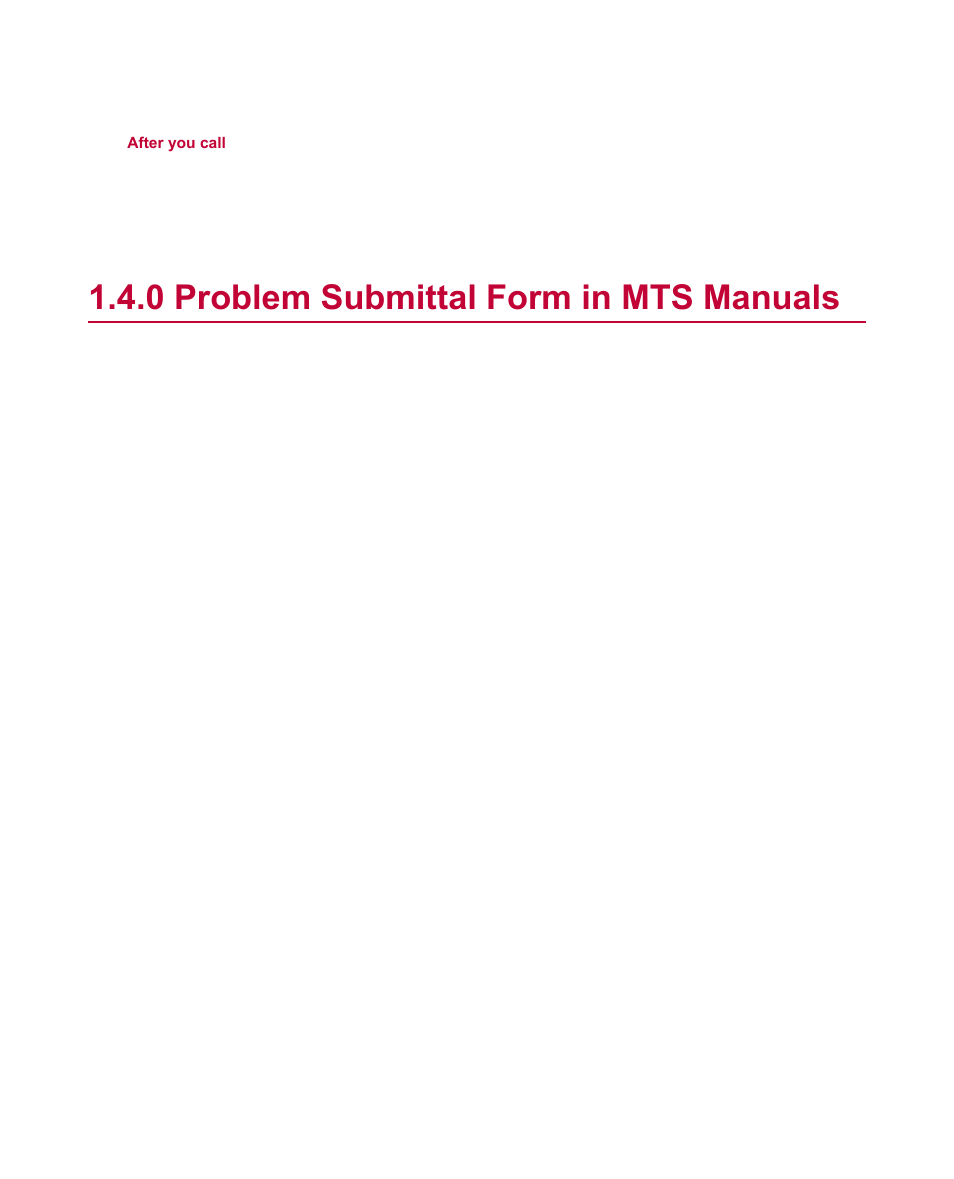 0 problem submittal form in mts manuals | MTS Fatigue Analyzer User Manual | Page 10 / 106