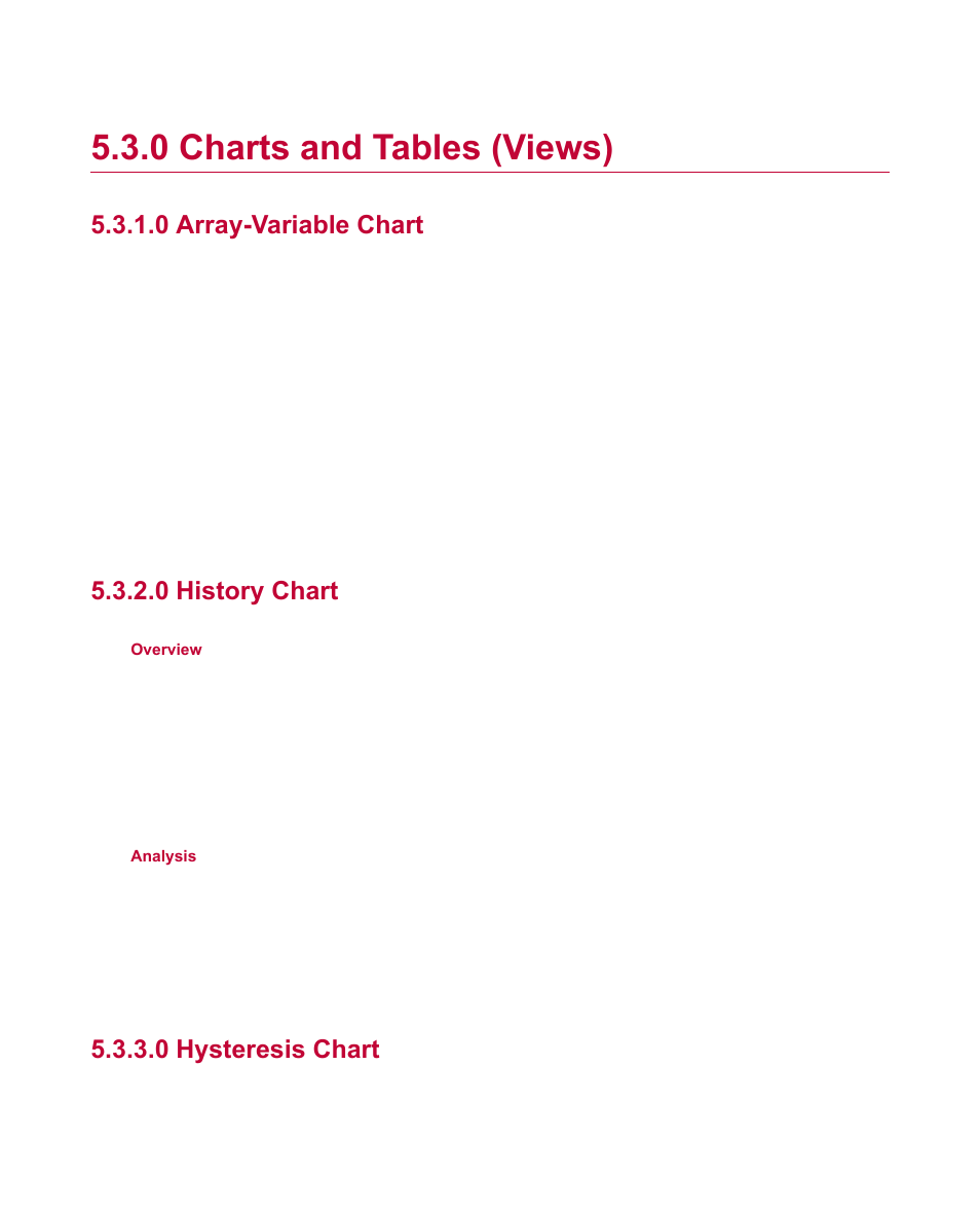 0 charts and tables (views), 0 array-variable chart, 0 history chart | 0 hysteresis chart | MTS Fatigue Analyzer User Manual | Page 44 / 106