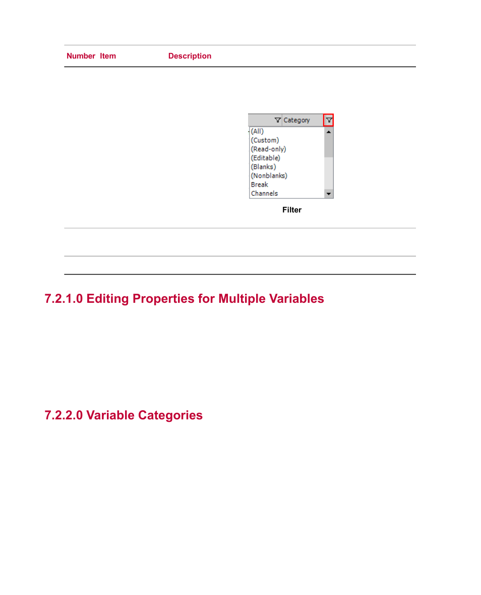 0 editing properties for multiple variables, 0 variable categories | MTS Fatigue Analyzer User Manual | Page 72 / 106