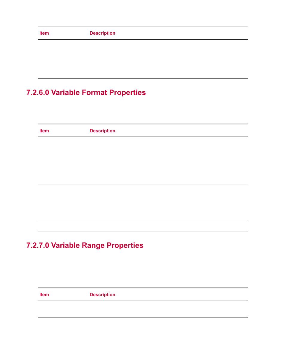 0 variable format properties, 0 variable range properties | MTS Fatigue Analyzer User Manual | Page 75 / 106
