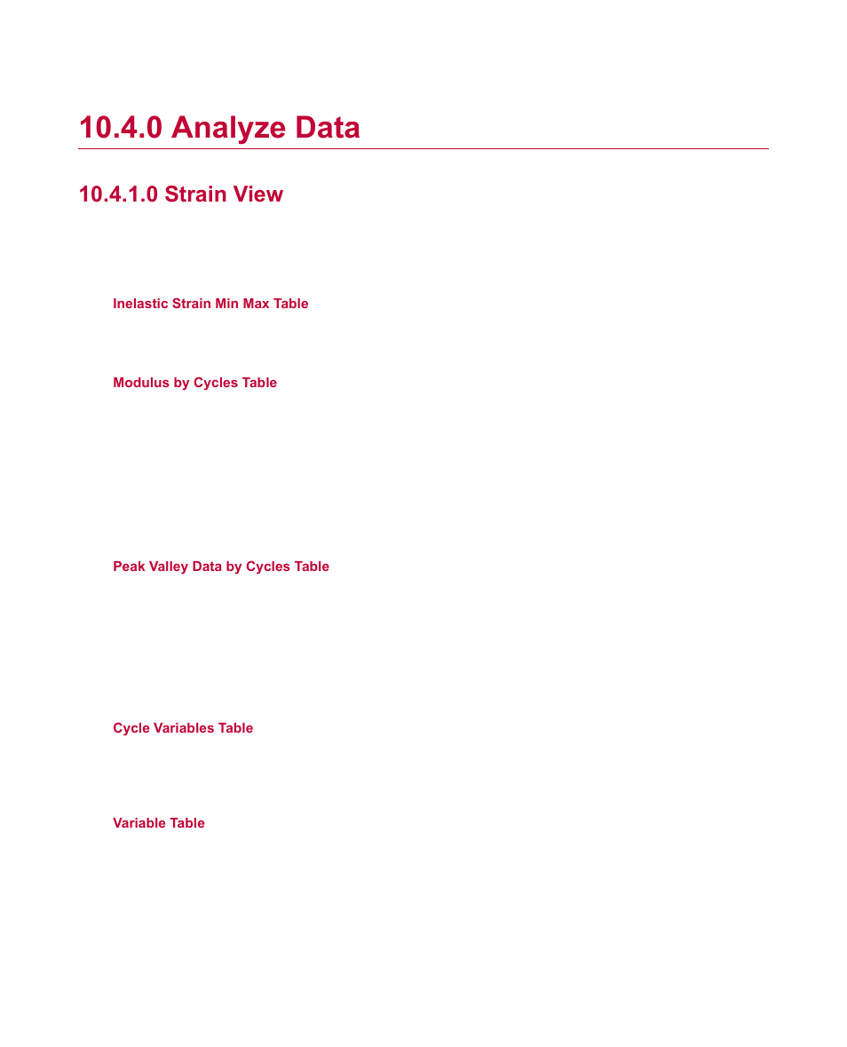 0 analyze data, 0 strain view, Analyze data | MTS Fatigue Template User Manual | Page 100 / 122