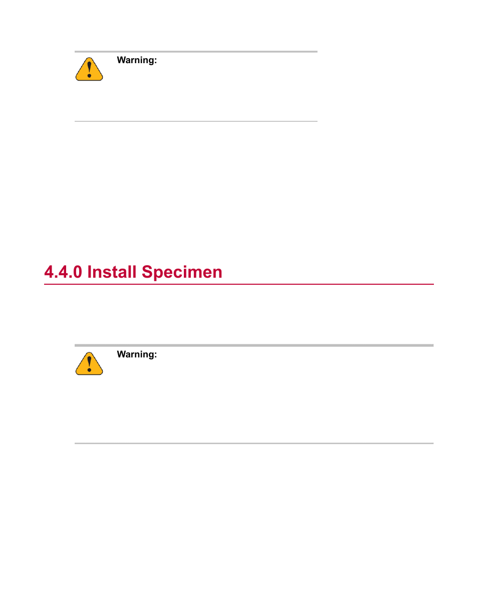 0 install specimen, Install specimen | MTS Fatigue Template User Manual | Page 25 / 122