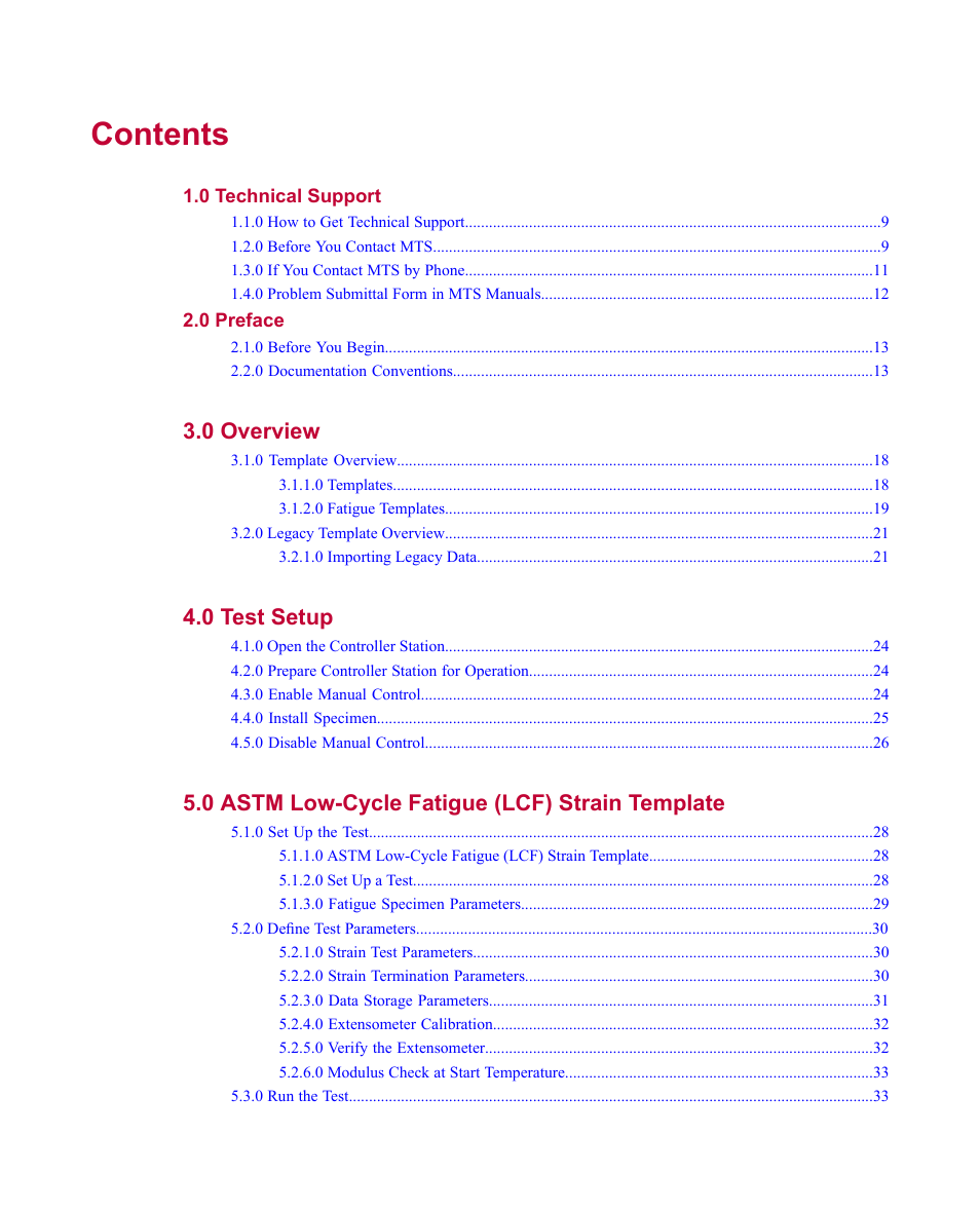 MTS Fatigue Template User Manual | Page 3 / 122