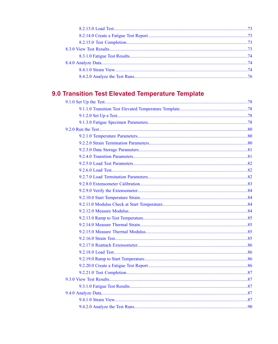 0 transition test elevated temperature template 77 | MTS Fatigue Template User Manual | Page 6 / 122