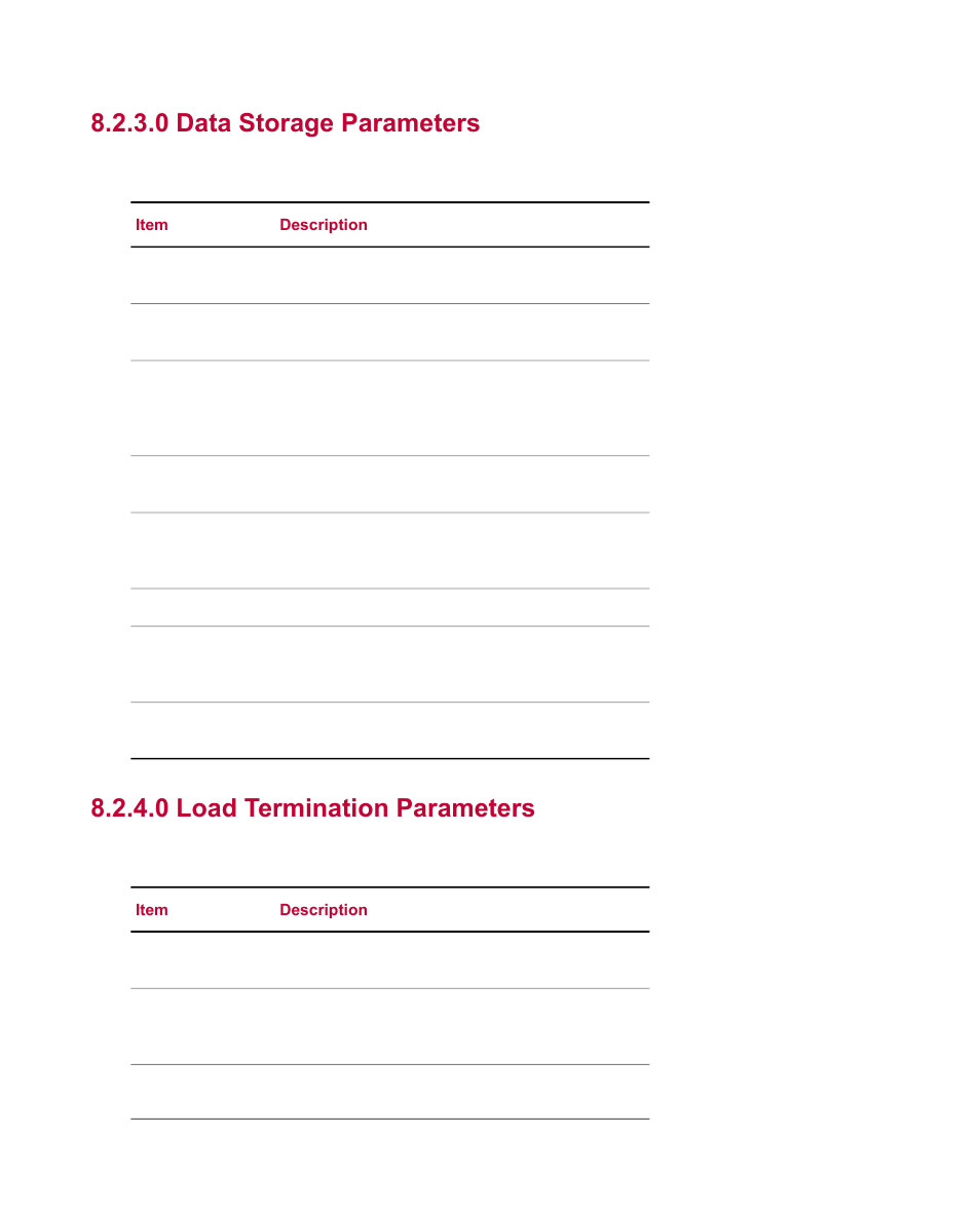 0 data storage parameters, 0 load termination parameters | MTS Fatigue Template User Manual | Page 69 / 122