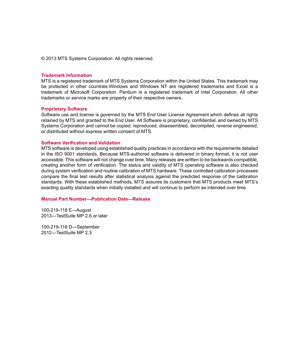 MTS Fracture Analyzer User Manual | Page 2 / 96