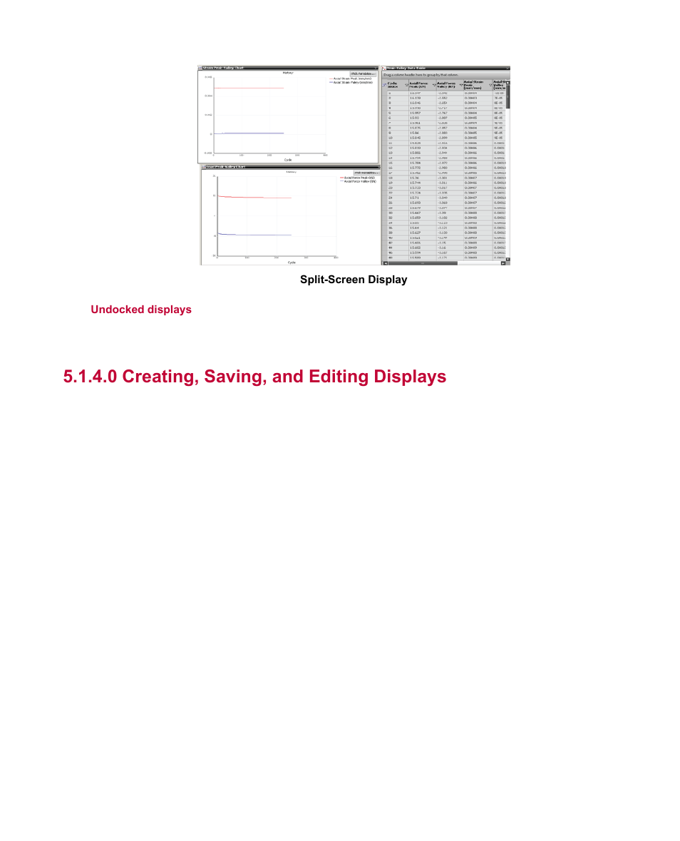 0 creating, saving, and editing displays | MTS Fracture Analyzer User Manual | Page 39 / 96