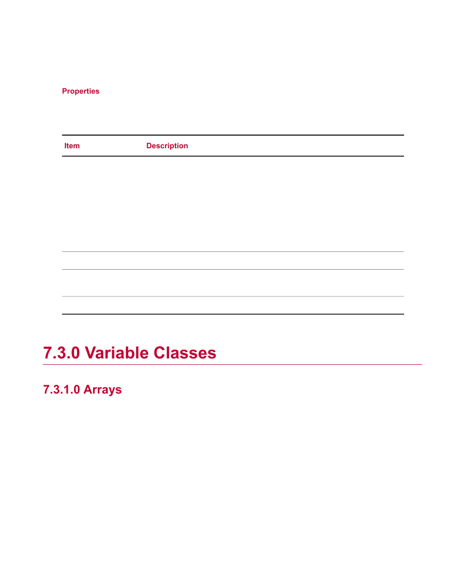 0 variable classes, 0 arrays, Variable classes | MTS Fracture Analyzer User Manual | Page 69 / 96