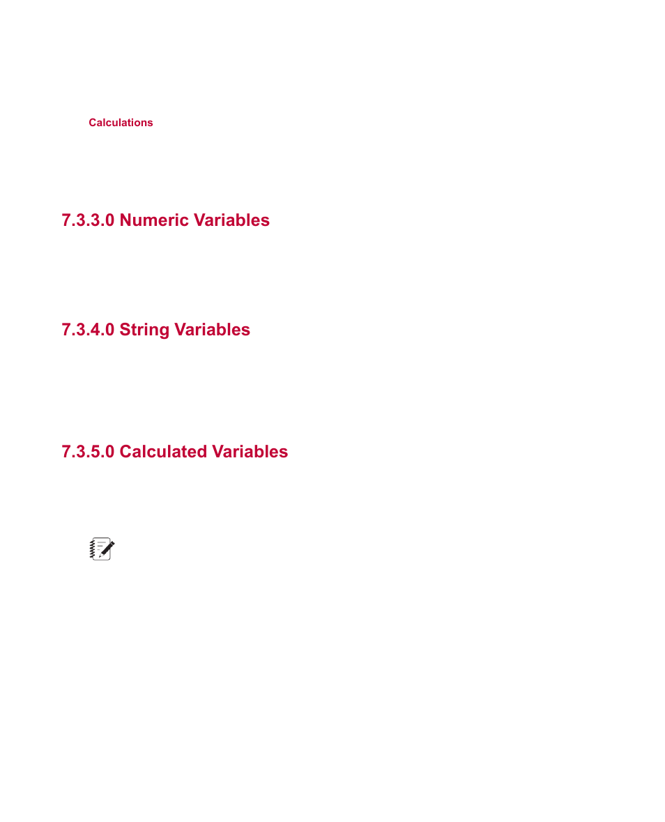 0 numeric variables, 0 string variables, 0 calculated variables | MTS Fracture Analyzer User Manual | Page 71 / 96