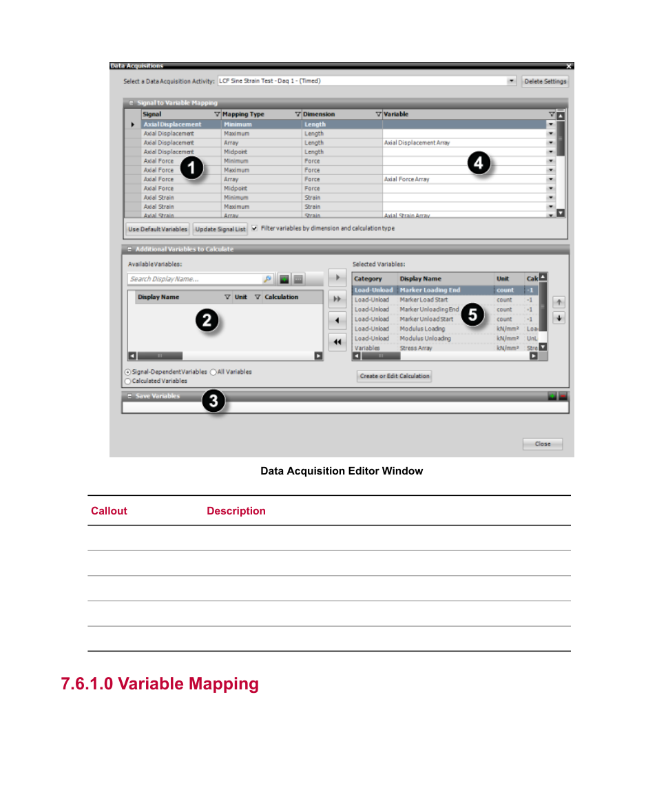 0 variable mapping | MTS Fracture Analyzer User Manual | Page 82 / 96